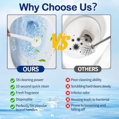 30 Count Disposable Toilet Brush Refills for Clorox, 5X Cleaning Power