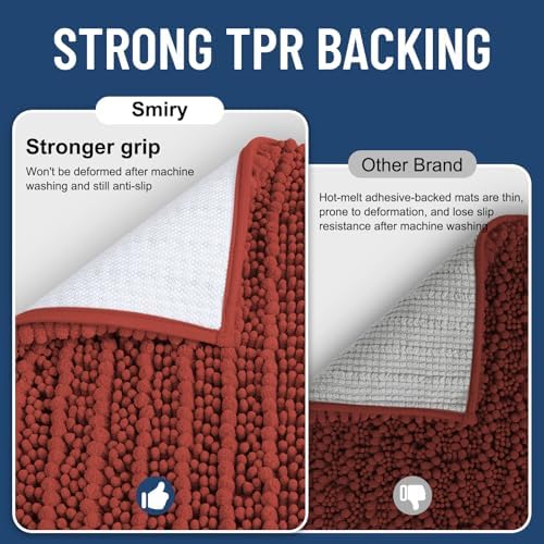 Smiry Bathroom Rugs 24X16, Extra Soft Rubber Backing Chenille Bath Mats