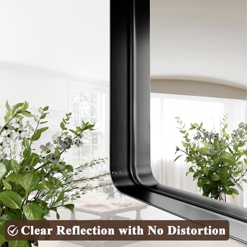 55"x 30" Black Bathroom Mirror - Aluminum Framed Wall Mirror, Bathroom Wall Mounted Vanity Mirror, Modern Bathroom Mirror, Bedroom, Living Room Wall Mirror, Hang Horizontally or Vertically
