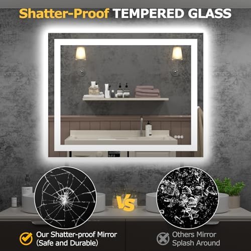 Hivone 40"X32" LED Bathroom Mirror with Lights, UL Listed