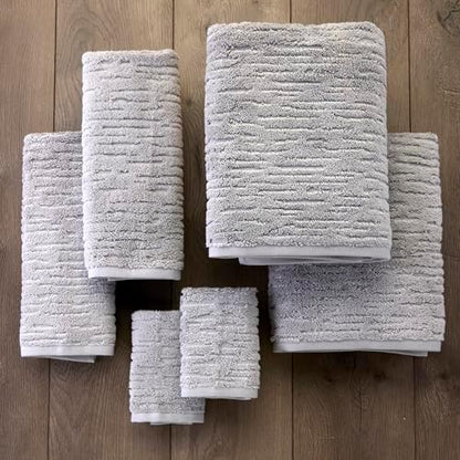 SKL Home CloudSoft Bath Towel Set, 6-Piece, 100% Cotton Luxury, Gray