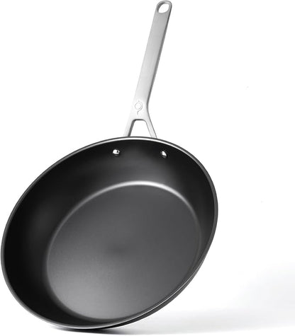 Tri Ply Carbon Steel 12 Inch Frying Pan - Naturally Nonstick Nitrided Carbon Steel Pan Better than Cast Iron - Lightweight, Non Toxic Cookware, No Coatings - Induction Ready Skillet