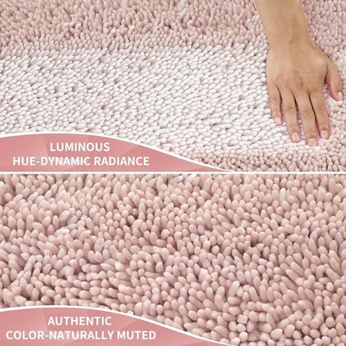 Yimobra Long Bathroom Rugs Runner 70x24 Inch, Extra Thick Soft Absorbent Chenille Bath Mat, Non Slip Machine Washable, Quick Dry Bath Rugs for Bathroom Floor, Tub and Shower, Pink