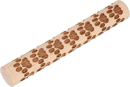 HARFINGTON Wood Clay Roller 4" Paw Print Pattern Rolling Pins Wood Rollers Pottery Tools Wood Grain Texture Rollers for Clay Baking Dough Playdough DIY