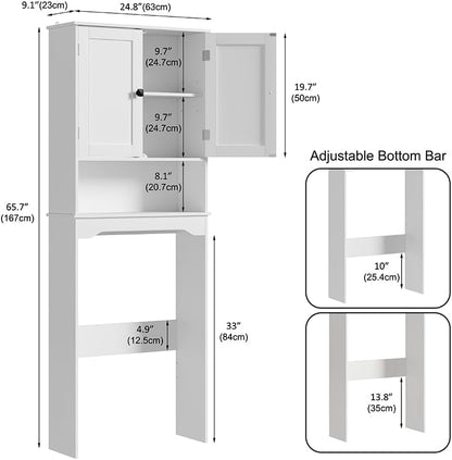 RRX Over The Toilet Storage Cabinet, Bathroom Above Organizer (Pure White)