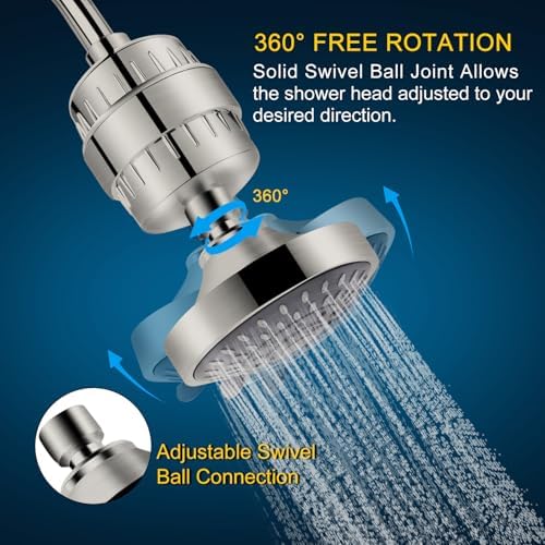 FEELSO Shower Head with Shower Filter, Filtered Shower Head for Hard Water