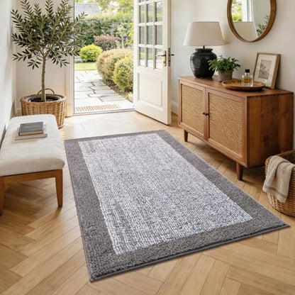 48x32 Bathroom Rugs Non Slip Washable, Soft Absorbent Bath Mat Light Grey