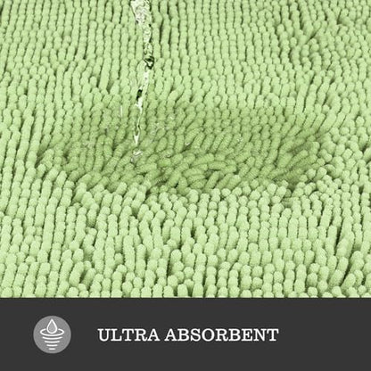 Yeaban Chenille Seafoam Green Bathroom Rug 30"x50",Non-Slip Rubber Backing