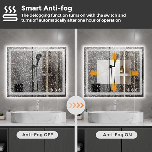 Koonmi 35x24 LED Bathroom Mirror, Shatterproof Mirror with Light