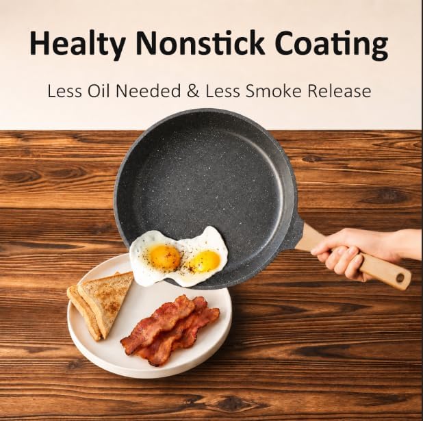 ITSMILLERS Kitchen Nonstick Cookware 3 Piece Omelette Pan Skillet Set, Nonstick Die-cast Deep Frying Pans set with Induction Bottom, 8, 9.5 & 11 Inches Frying Pans with Stay Cool Handles, PFOA Free