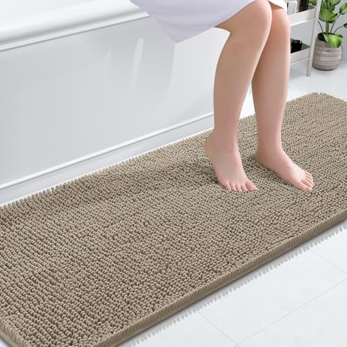 OLANLY Bathroom Runner Rugs 70x24, Extra Soft Absorbent Chenille Bath Rugs