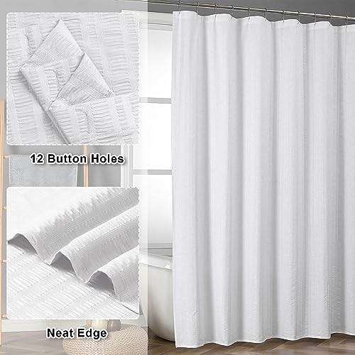Aiyufeng Moga White Fabric Shower Curtain 78 Inch Long for Bathroom