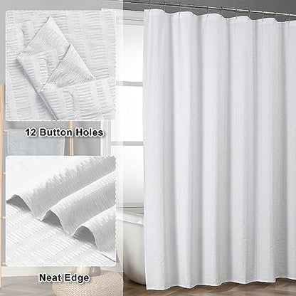 Aiyufeng Moga White Fabric Shower Curtain 78 Inch Long for Bathroom