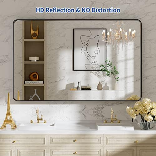 WEER Black Bathroom Vanity Mirror 48X30 Inch