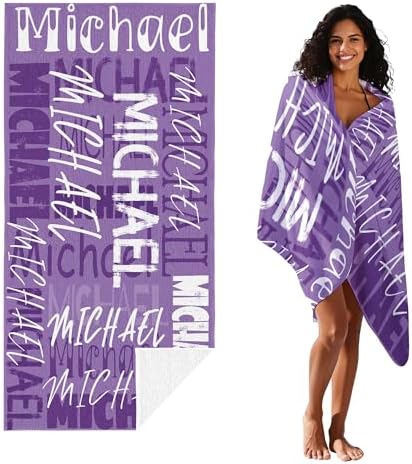 JML Personalized Beach Towel with Name, Custom Beach Towel with Name, Customized Microfiber Pool Towel, Quick Dry & Absorbent Swim Towel for Adult,Anniversary, Birthday, Summer Holiday,Vacation
