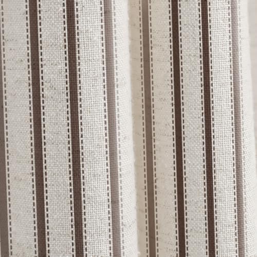 Farmhouse Striped Shower Curtain Brown Vintage Linen Curtain 72"W X 72"L