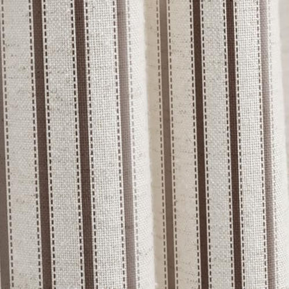 Farmhouse Striped Shower Curtain Brown Vintage Linen Curtain 60"W X 72"L