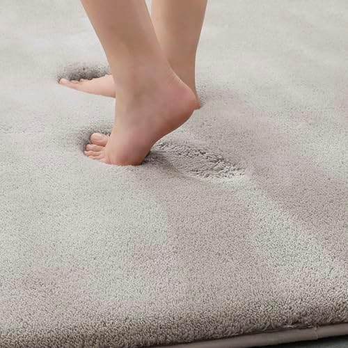 MINIDEAR Bathroom Rugs 60x24 Tan - Thick Memory Foam Bath Mat, Ultra Soft & Plush Fluffy, Non-Slip, Quick Dry, Absorbent Washable Floor Microfiber Mat for Tub, Home Decor Accessories