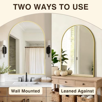 Arched Bathroom Vanity Mirror for Over Sink, 2 Pack 38”x26”, Gold
