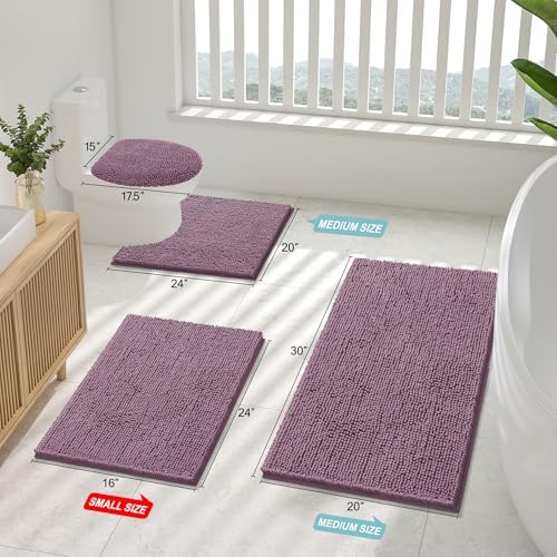 Smiry Bathroom Rugs 24X16, Luxury Chenille Extra Soft Absorbent Bath Mat