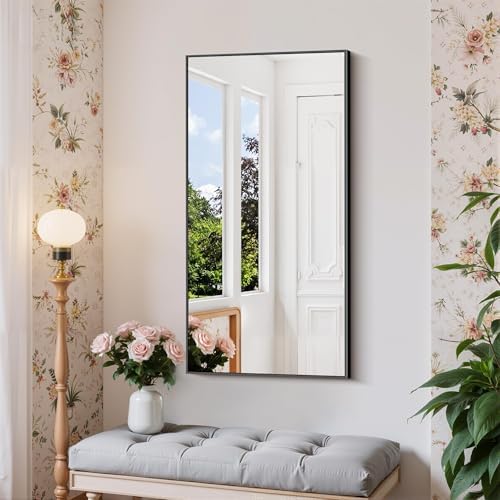COFENY Black Bathroom Mirror for Wall, 20x40 Inch Rectangle Mirror with Metal Frame, Modern Vanity Mirrors for Bathroom Living Room, Entryway Hangs Horizontal or Vertical
