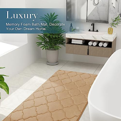 OLANLY Memory Foam Bath Mat Rug 40x32, Ultra Soft Bathroom Rugs, Dark Beige