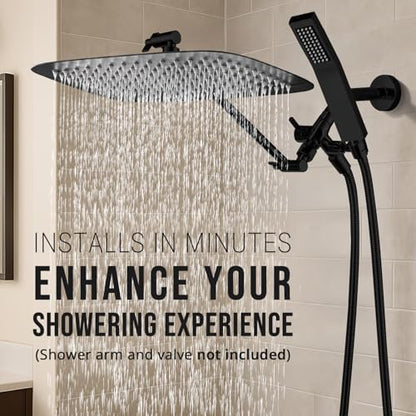 G-Promise All Metal 16" Rain Shower Head with Handheld for Bathroom Upgrade