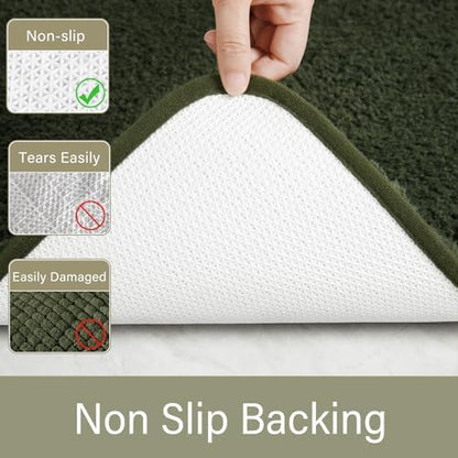 LOCHAS Bathroom Rug Runner 24x70 Inch, Bath Rugs Non Slip, Olive Green