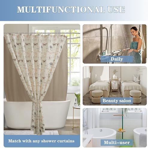 Nasitos Fabric Shower Curtain Liners with Magnets 2 Pack 70X72 Inch White