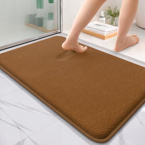 OLANLY Thick Memory Foam Bathroom Rugs 36x24, Absorbent Bath Mat, Ochre