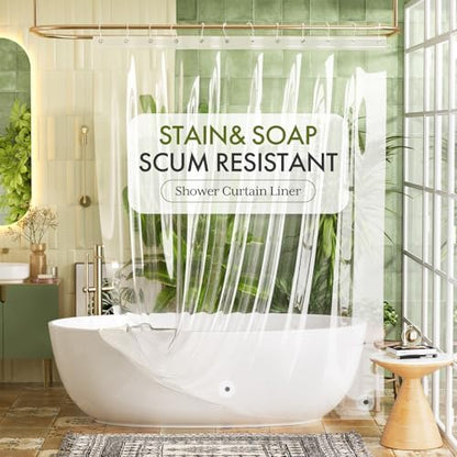Bathway Shower Curtain Liner 2 Pack, Clear Shower Curtain Liner 72x84 PEVA Waterproof Shower Curtain Liner Plastic with 3 Stones and 12 Rustproof Metal Grommets, Lightweight Shower Liner for Bathroom
