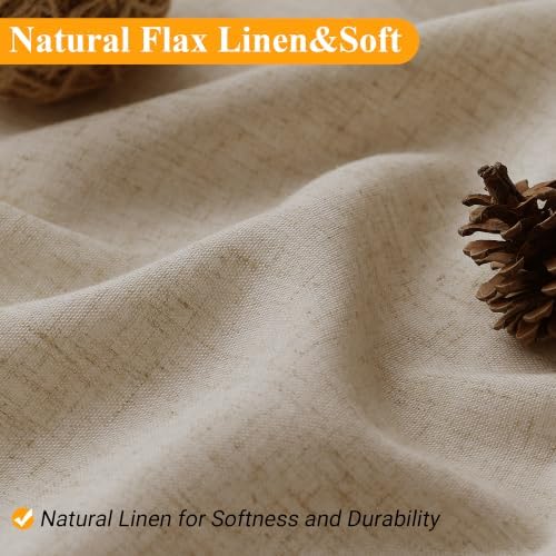 Naturoom Linen Shower Curtain 80 Inch Long for Bathroom Eggshell Beige