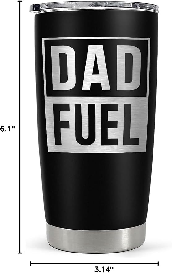SANDJEST Dad Tumbler 20oz, Dad Fuel Stainless Steel Insulated Tumblers, Coffee Mug Cup for Best Dads from Daughter Son, Gifts for Birthday Christmas Fathers Day