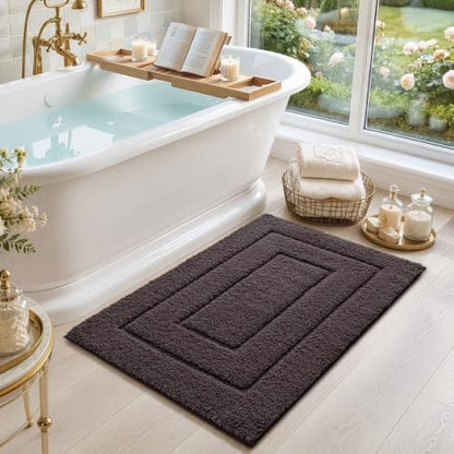 DEXI Bathroom Rugs 24x16, Non-Slip and Absorbent Bath Mat, Brown