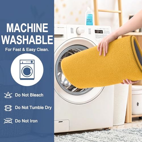 OLANLY Memory Foam Bathroom Runner Rugs 44x24, Long Bath Mat, Golden Yellow