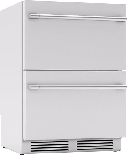 Zephyr Presrv 24 Inch Outdoor Dual Zone Refrigerator Drawers Wine & Beverage Fridge, Stainless Steel Wine Cooler Home Bar Under Counter Freestanding Built in, Energy Star Certified, 5.1 Cu. Ft