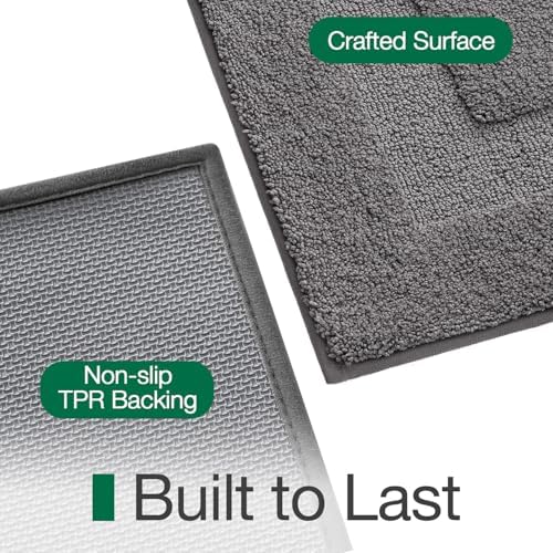 LUMI Ultra Soft Bathroom Rugs Absorbent, Non Slip Bath Mat 20x32, Dark Grey