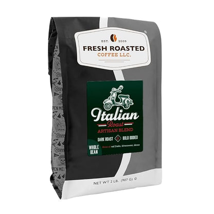 Fresh Roasted Coffee, Italian Roast Whole Bean Coffee, Dark Roast, Kosher, 2 lb (32 oz)