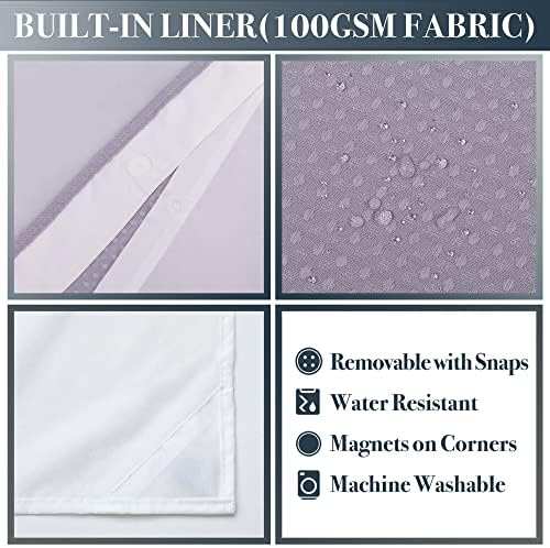 N&Y HOME Waffle Weave Shower Curtain with Snap-in Liner 71x72, Lavender