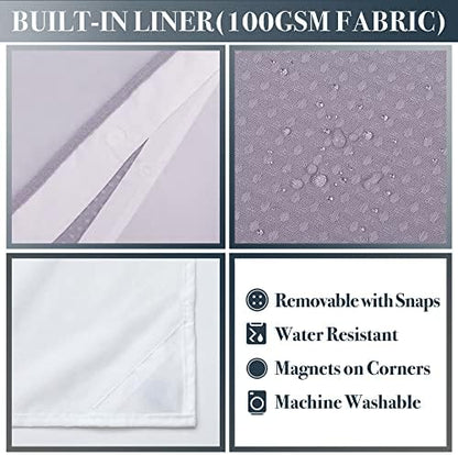 N&Y HOME Waffle Weave Shower Curtain with Snap-in Liner 71x72, Lavender