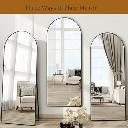 Dewfig Full Length Mirror, 70"x26" Arched Full Body Mirror, Black