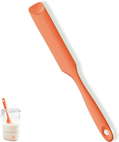 U-Taste Silicone Jar Spatula for Sourdough Starter: Long Skinny Food-Grade Jam Spreader, Sturdy Stirring Stick Bowl Scraper with Flexible Spoon Tip, Mixing Icing Tool, Peanut Butter Knife (Orange)