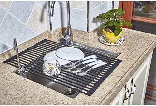 True & Tidy, Multi-Purpose Over the Sink Roll-Up Drying Rack, DR-881, Black