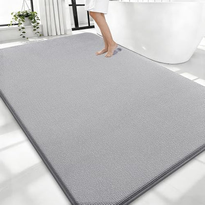 OLANLY Thick Memory Foam Large Bathroom Rug 70x46, Absorbent Bath Mat, Grey