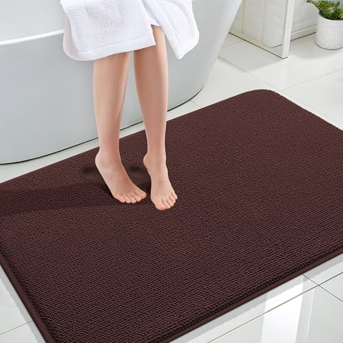 OLANLY Memory Foam Large Bathroom Rugs 47x32, Absorbent Bath Mat, Brown