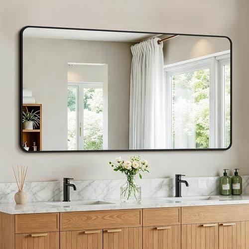 Vanity Bathroom Mirror, 30”x55” Black Bathroom Mirror for Over Sink
