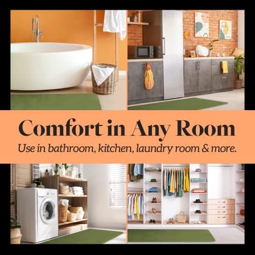 Memory Foam Bath Mat Non Slip Absorbent Super Cozy Velvet Bathroom Rug Carpet (24 inches X 48 inches, Green)