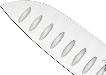 Mercer Culinary Millennia Colors 7-Inch Granton Edge Santoku Knife, Blue