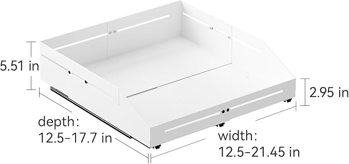 Pull out Cabinet Organizer Raised Side Walls for Safer Storage - Zero-Drill Installation, 4-Way Expansion, Modern Design for Kitchen & Pantry Depth (12.5"-17.7") & Width (12.5"-21.45")