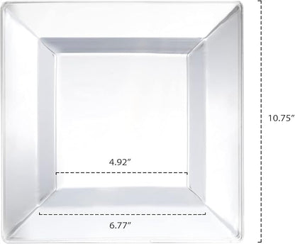 Party Essentials Party Supplies Disposable Classic Square Plastic Plates For Wedding/All Occasions, 10.75", 10-Count, Clear